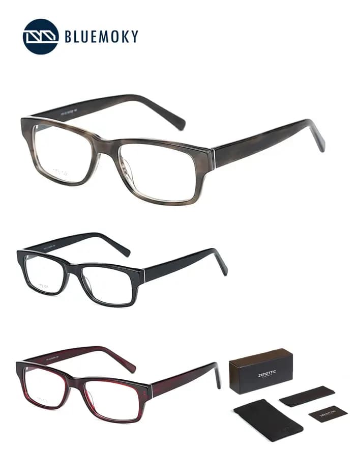 BLUEMOKY Lunettes de prescription rectangulaires plein cadre raffinées