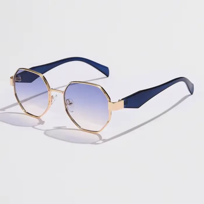 Lunettes de soleil en métal polygone pour femmes
