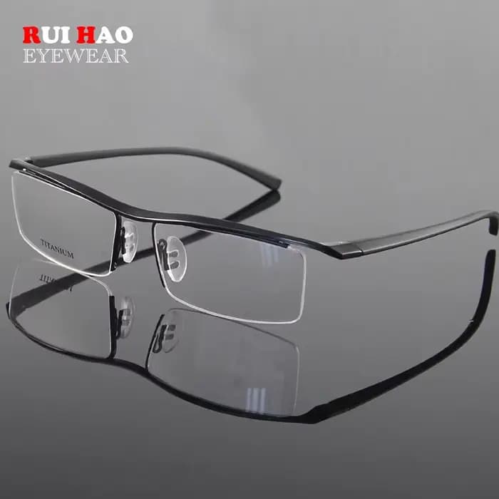 Monture de lunettes en titane pur pour hommes, avec Temple TR90 classique Business, myopie, demi-monture optique sans bords