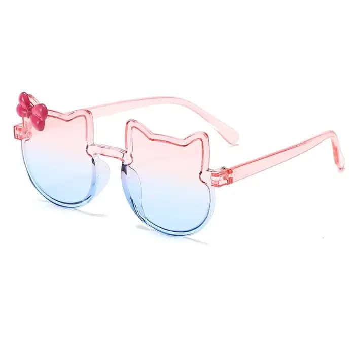 GM LUMIAS Lunettes de soleil sans monture en forme de chat multicolores populaires pour enfants avec nœud papillon